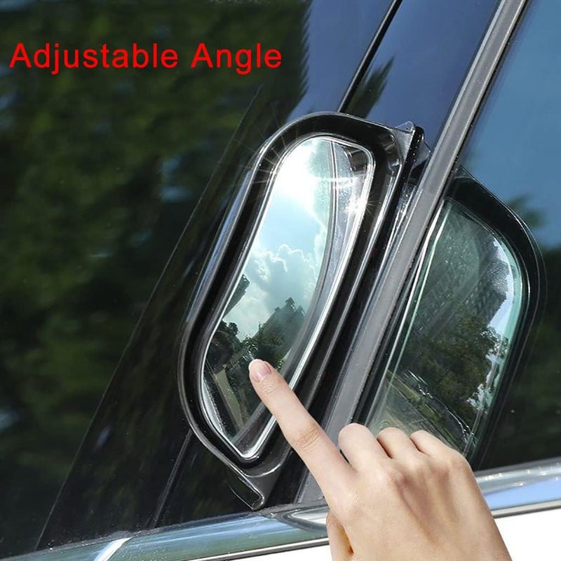 ESreake 2Pcs Back Passenger Rear View Mirror Adjustable Blind Spot Mirror,Real Glass,Car SUV Side View Mirror With Convex Surface Stick on B-Pillar for Second Row Door Safely Get-Off (Black frame, 2 PCS) - Image 4